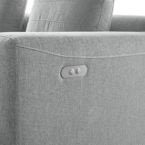 Hoekbank FINNY 2,5-zits + chaise longue geweven stof - Geweven stof Saia: Lichtgrijs - Longchair vooraanzicht links - Met zitdiepte verstelling