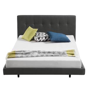 Gestoffeerd bed Mitchell geweven stof - Antraciet - 140 x 200cm