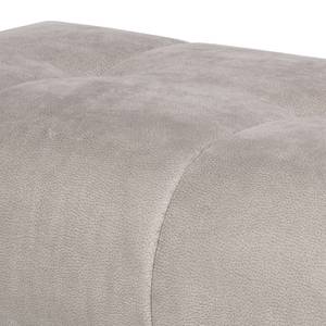 Ecksofa Lutton Antiklederlook - Warmes Beige - Longchair davorstehend rechts - Mit Hocker