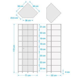 Eckvitrine Amalia II Esche Dunkel Dekor - 8 Fächer - LED-Beleuchtung - Esche Schwarz Dekor