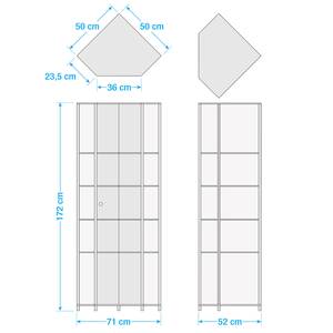 Eckvitrine Amalia I Buche Dekor - 5 Fächer - LED-Beleuchtung - Buche Dekor