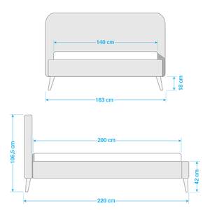 Letto imbottito Klink V Microfibra - Menta/Sabbia - 140 x 200cm