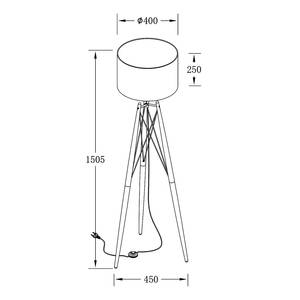 Staande lamp Tripod Pic katoen/massief grenenhout - Wit