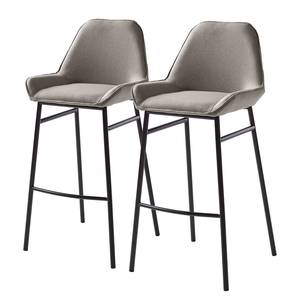 Chaises de bar Broon (lot de 2) Tissu / Fer - Gris / Noir