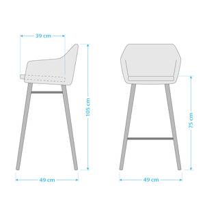 Barstoelen Broon (set van 2) geweven stof/ijzer - grijs/zwart