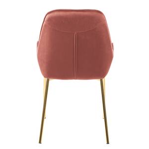 Gestoffeerde stoelen Evy (set van 2) fluweel/metaal - goudkleurig - Velours Sua: Oud pink