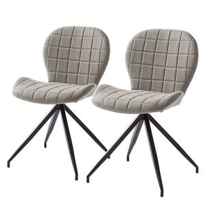 Chaises capitonnées Keila (lot de 2) tissé / Métal - Noir - Gris clair