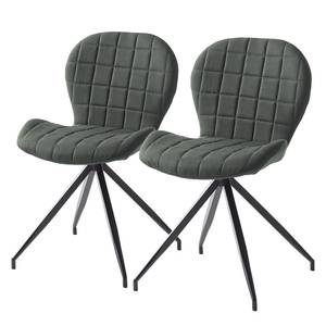 Chaises capitonnées Keila (lot de 2) tissé / Métal - Noir - Gris foncé