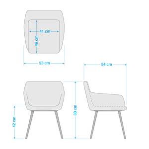 Armleunstoel Melbu geweven stof/metaal - lichtgrijs/zwart - Set van 2