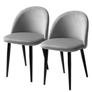 Chaises capitonnées Jacklin (lot de 2) Verre / Métal - Noir - Gris