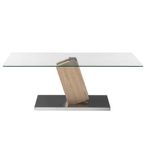 Table basse Bleik Verre de sécurité / Acier inoxydable - Imitation chêne / Argenté