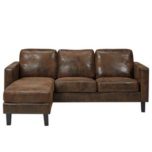 Sofa Wyke III (3-Sitzer mit Hocker) Braun - Textil - 197 x 83 x 137 cm