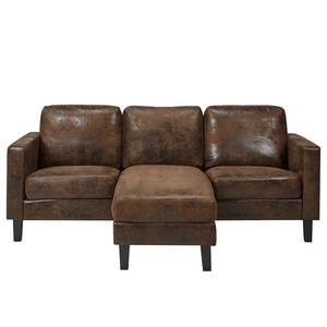 Sofa Wyke III (3-Sitzer mit Hocker) Braun - Textil - 197 x 83 x 137 cm