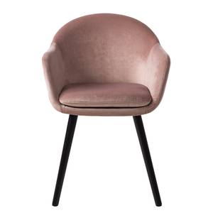 Armleunstoel Hallund II Fluweel/massief rubberboomhout - zwart - Oud pink