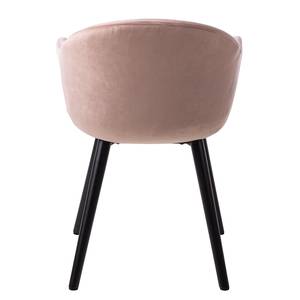 Armleunstoel Hallund II Fluweel/massief rubberboomhout - zwart - Oud pink