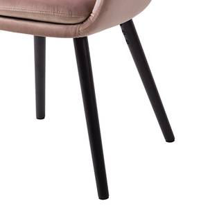 Armleunstoel Hallund II Fluweel/massief rubberboomhout - zwart - Oud pink