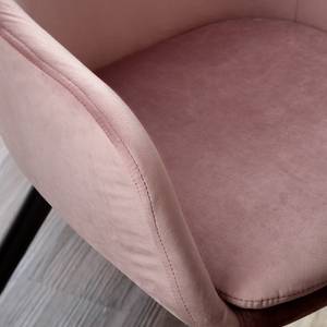 Armleunstoel Hallund II Fluweel/massief rubberboomhout - zwart - Oud pink