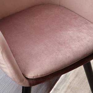 Armleunstoel Hallund II Fluweel/massief rubberboomhout - zwart - Oud pink