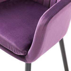 Chaise avec accoudoirs Leezy Chêne massif - Violet / Noir