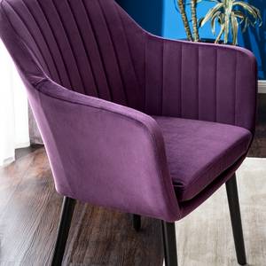 Chaise avec accoudoirs Leezy Chêne massif - Violet / Noir