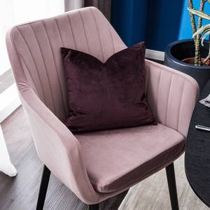 Sedia con braccioli Leezy G Rovere massello/velluto - Rosa anticato / Nero