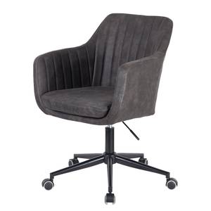 Chaise de bureau Leedy Imitation cuir - Gris vintage/ Noir