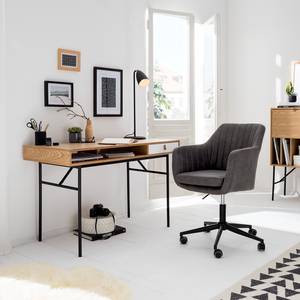 Chaise de bureau Leedy Imitation cuir - Gris vintage/ Noir