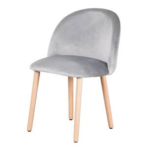 Chaise capitonnée Talvik Hêtre massif / Velours - Hêtre - Gris