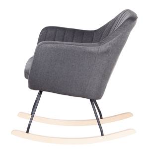 Rocking chair Leedy Tissu / Hêtre massif - Gris foncé / Hêtre