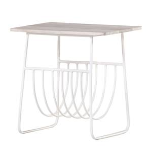 Table d'appoint Gabiarra I Acacia massif / Fer - Manguier clair / Blanc