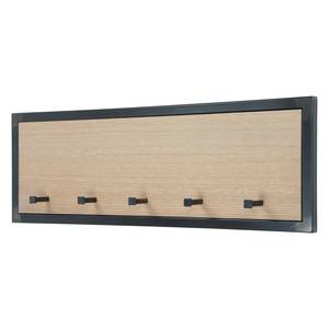 Wandgarderobe Karani IV Eiche massiv / Metall - Schwarz / Eiche