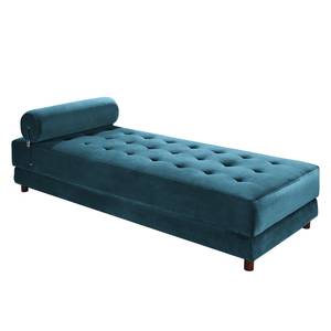 Chaise longue Tavani (met slaapfunctie) fluweel - Velours Jila: Hemelsblauw