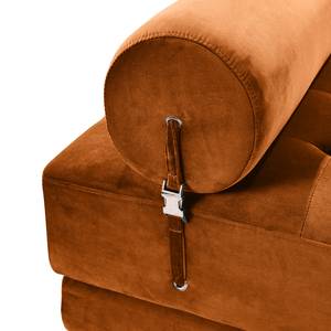 Chaise longue Tavani (met slaapfunctie) fluweel - Velours Jila: Oranje