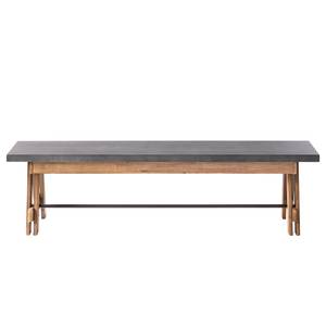 Banc Beton Acacia partiellement massif / Imitation béton - Gris - 170 cm - Gris - Largeur : 170 cm