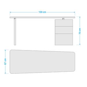 Schreibtisch Tarva Eiche massiv / Metall - Asteiche / Edelstahl Dekor - Asteiche