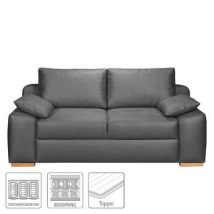 Boxspring-Schlafsofa Mandeville Antiklederlook - Graphit