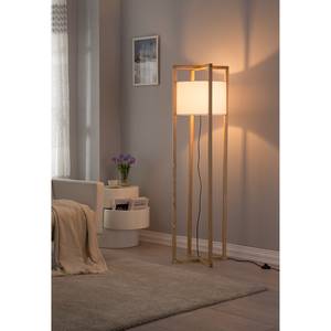 Staande lamp Askola Wit - Massief hout - Textiel - 40 x 40 x 150 cm