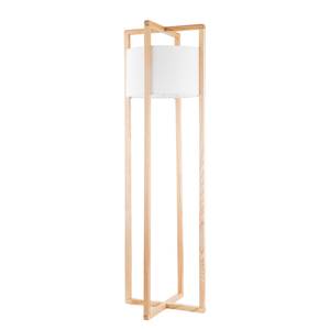 Staande lamp Askola Wit - Massief hout - Textiel - 40 x 40 x 150 cm