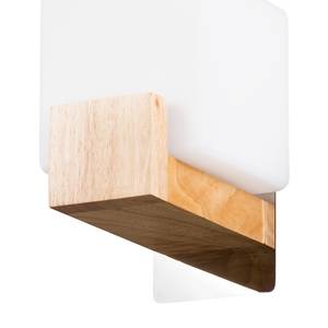 Wandlamp Letku Wit - Glas - Hout - 18 x 18 x 12 cm