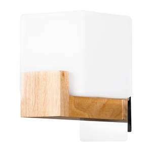 Wandlamp Letku Wit - Glas - Hout - 18 x 18 x 12 cm