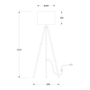 Lampadaire Tripod Valma Tissu mélangé / Hêtre massif - 1 ampoule - Blanc / Hêtre