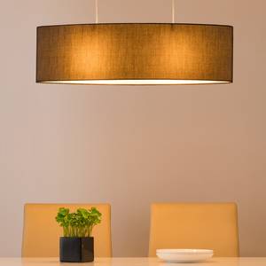 Hanglamp Son Textielmix/ijzer - 2 lichtbronnen - Zwart/wit