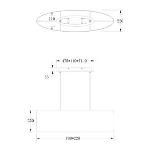 Hanglamp Son Textielmix/ijzer - 2 lichtbronnen - Zwart/wit