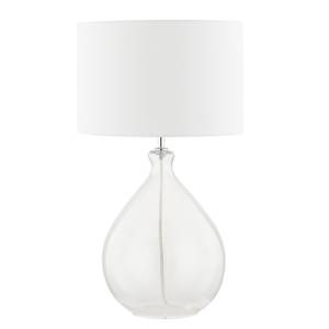 Lampe Loster Verre / Coton - Marron clair - 1 ampoule - Blanc