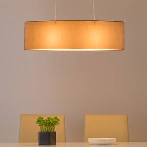 Hanglamp Son Textielmix/ijzer - 2 lichtbronnen - Donkerbruin/wit