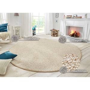 Tapis à poils courts Wolly II Fibres synthétiques - Beige - Ø 200 cm