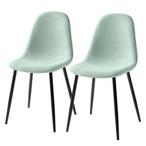 Chaises Yoyce (lot de 2) Tissu / Acier - Noir - Vert menthe