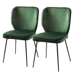 Gestoffeerde stoelen Adeele (set van 2) fluweel/staal - zwart - Donkergroen