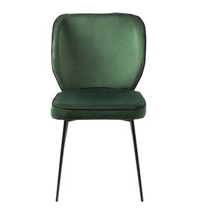 Chaises capitonnées Adeele (lot de 2) Velours / Acier - Noir - Vert foncé