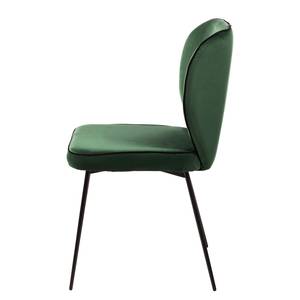 Chaises capitonnées Adeele (lot de 2) Velours / Acier - Noir - Vert foncé